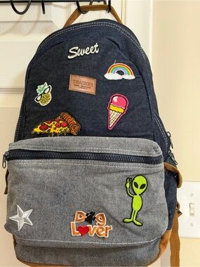 Patchworks - Kids' Sweet Denim Backpack in Navy and Gray